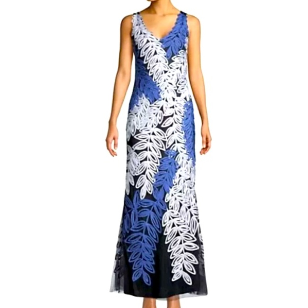 NWT JS Collections Textured Leaf Gown Dress Sz 10